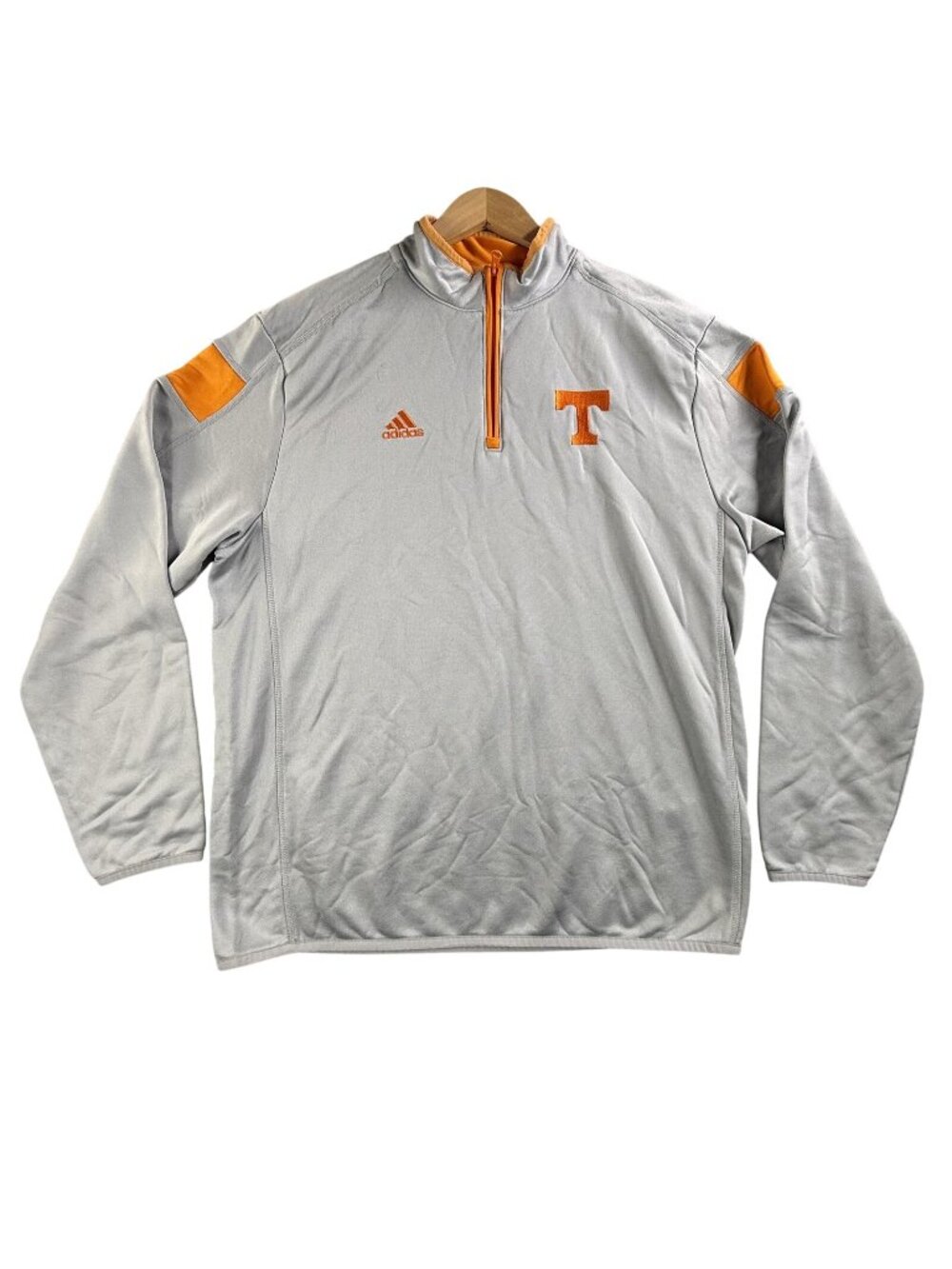Tennessee Volunteers Sweatshirt Mens Large Gray NCAA Football Adidas 1/4 Zip